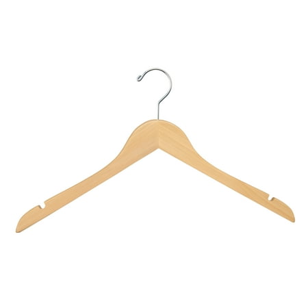 Econoco - WH1761NCPK25 - 17"Oak Flat Hanger with Chrome Hook and No Bar - Sold in Pack of 25