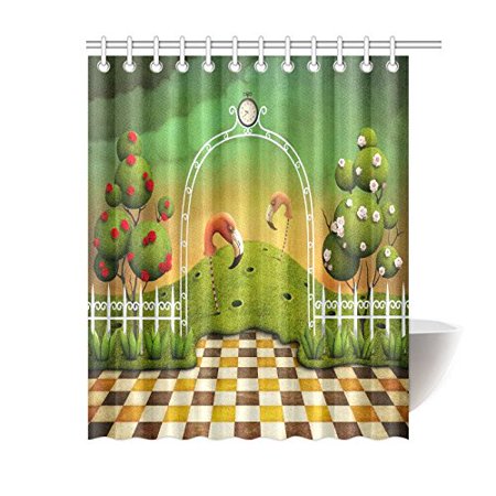 Gckg Floral Garden Flamingo Shower Curtain Hooks 60x72 Inches