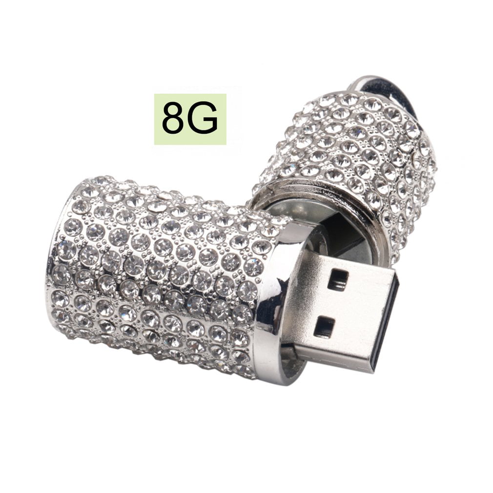 8GB Bling Jewelry Crystal Pen Drive USB Flash Drive for Girls with Key Chain Memory Stick Purple