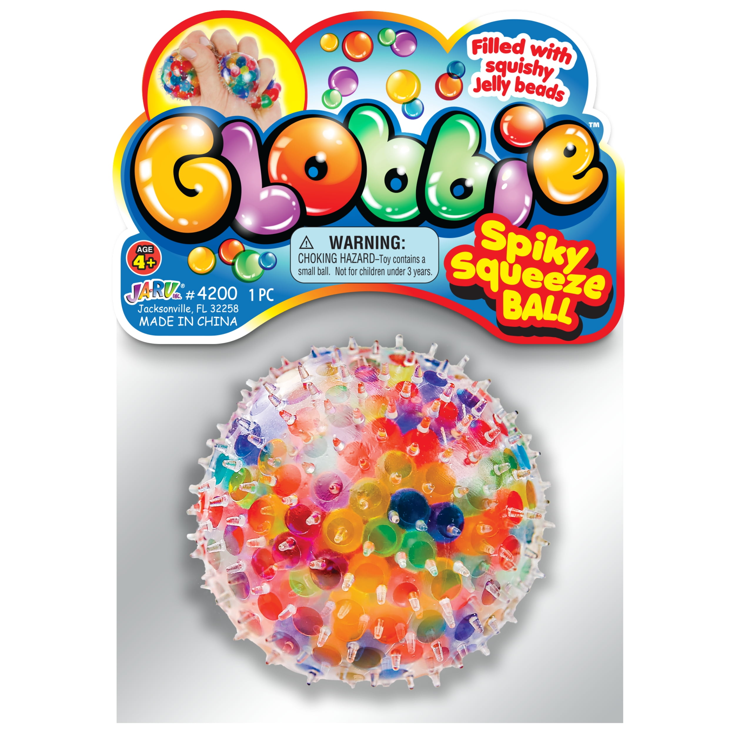 Ja-Ru Globbie Spiky Squeeze Ball - Filled with Jelly Beads- Sensory Fidget Toy - 1 piece