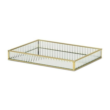Cheungs 6136GD-S Veldra Rectangular Fluted Glass Tray, Gold - Small