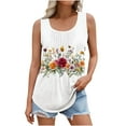 thumbnail image 2 of Brilliant Tank Tops for Women under $5 Fashion Women's Summer V-Neck Sleeveless Print Casual Tank Top Blouse (White,M), 2 of 5