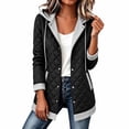 thumbnail image 3 of Ihhxva Women's Hooded Quilted Jacket, Snap Front Mid-Length Coat with Detachable Hood and Pockets, Long Sleeve Casual Outerwear S - 3XL, 3 of 8
