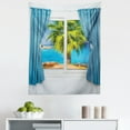 thumbnail image 1 of Colorful Tapestry, View from Window a Curtain Tropical Sun Rays Horizon Palm Ocean Print, Fabric Wall Hanging Decor for Bedroom Living Room Dorm, 5 Sizes, Blue Green, by Ambesonne, 1 of 1