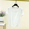 thumbnail image 6 of Hfnxid Womens Summer T-Shirts Slim Fit Short Sleeve Shirt Solid Color Squared Neck Workout Top Casual Breathable Basic Daily Tee White M, 6 of 6