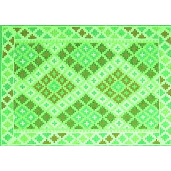 Ahgly Company Indoor Rectangle Southwestern Green Country Area Rugs, 6' x 9'