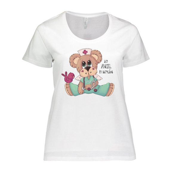 Inktastic CNA An Angel in Scrubs Teddy Bear Women's Plus Size T-Shirt