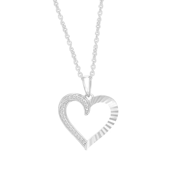 1/3 Carat Lab Created Moissanite Diamond Open Heart Pendant Necklace for Women in 18K White Gold Plated Sterling Silver (0.33ct, D Color, VVS1 Clarity) Jewelry Gift for Her
