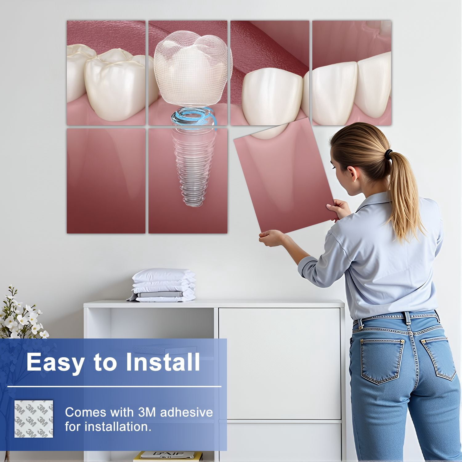 Dental 8 Pack Art Acoustic Panels Sound Absorbing Implant tooth cleaning dental Decorative Soundproof Wall Panels Self Adhesive for Physician Hospital Office 48"x32"