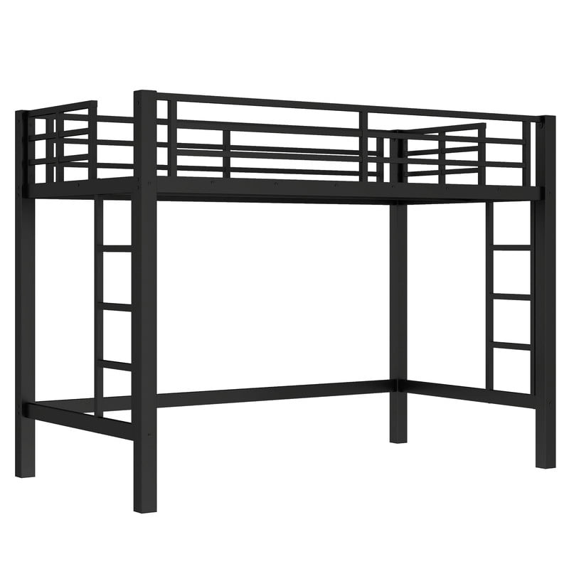 Bellemave Metal Twin XL Loft Bed, Heavy Duty Loft Bed Frame with 2 Build in Ladder and Full Length Guardrail, Loft Beds Twin XL with Large Under-Bed Space, Easy to Assemble-Black
