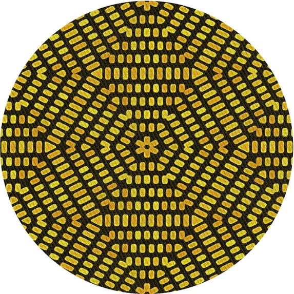 Ahgly Company Indoor Round Patterned Bee Yellow Area Rugs, 6' Round