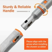JEHONN Shower Scrubber Tub and Tile Cleaning Brush with Long Handle (Orange)
