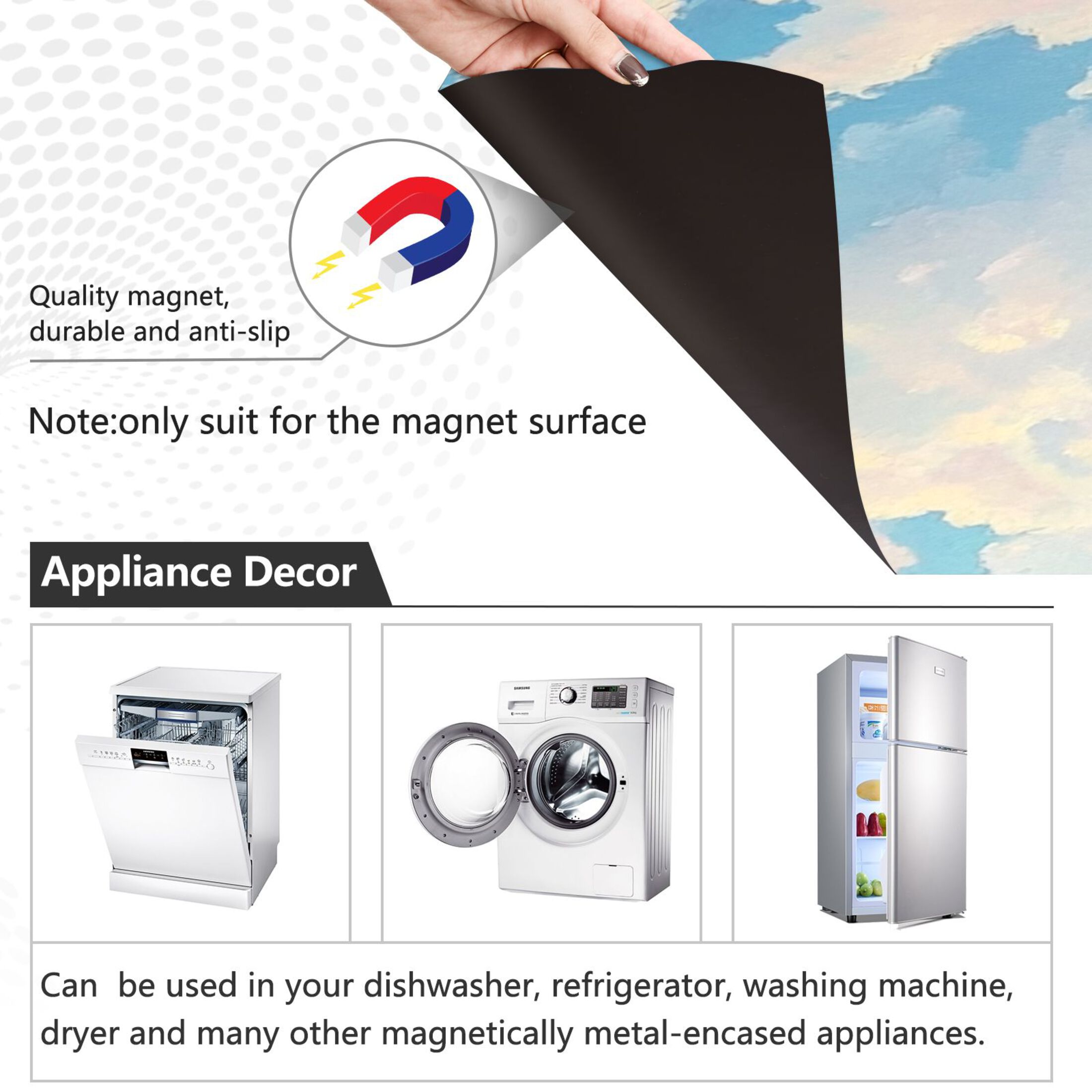 Dishwasher Magnetic Sticker 23x26 Inch Refrigerator Magnetic Sticker Washing Machine Magnetic Sticker Kitchen Panel Magnetic Sticker Home Decor Pretty Blue White Clouds