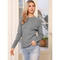thumbnail image 4 of DARING DIVA Women's Spring Ribbed Knit Long Raglan Sleeves Sweater Tops XS Grey, 4 of 6