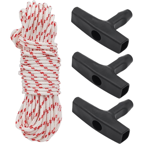 Poignée de Démarrage 3 Pcs avec Cordon de Traction de Recul 10 m, Corde de Démarrage 3,0 mm et Poignée de Recul Compatible avec Stihl, Homelite, Artisan, Poulan, Husqvarna, Echo, Tondeuses à Gazon, Taille-Bordures à Fil, Tronçonneuses, Mange-Herbes