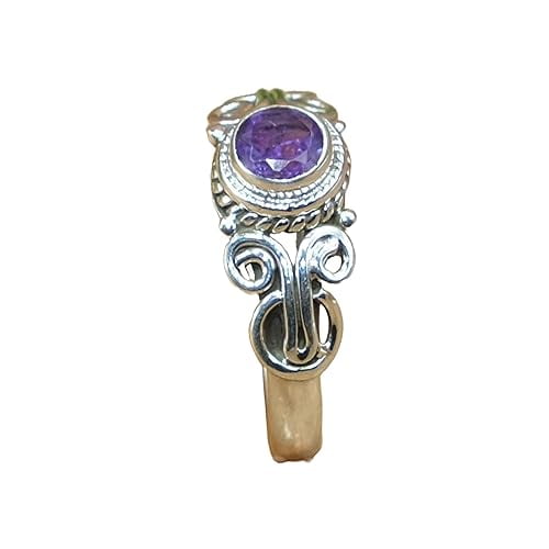 Purple Amethyst 925 Sterling Silver Handmade Design Promise Ring Cut Stone Ring Gift Jewelry