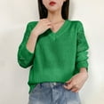 thumbnail image 5 of Sevevn Sweaters for Women Women's Fashion Casual New Winter Leisure Hollow-Out Long Sleeve Hook Loose V-Neck Bottom Knit Sweater Sales Today Clearance, 5 of 9