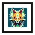 thumbnail image 1 of Contemporary Folk Style Fox Abstract Face Portrait Illustration Orange Teal Square Wooden Framed Wall Art Print Picture 8X8 Inch, 1 of 4