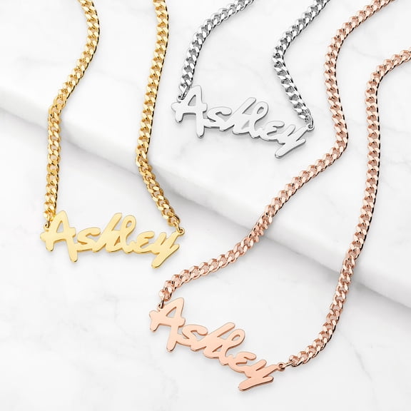 Personalized Planet Fancy Script Name Necklace ,Women's