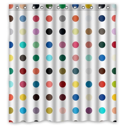 HelloDecor Polka Dots Shower Curtain Polyester Fabric Bathroom