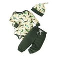 thumbnail image 2 of Boy Clothes Outfits Cartoon Dinosaur Prined Romper Pants Set Baby Boy Clothing Green 9 Months-12 Months, 2 of 3
