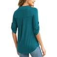thumbnail image 4 of Traleubie Women's 3/4 Sleeve Collared Blouses Business Casual Zip Front V Neck Loose Fit Tunic Tops L-4XL, 4 of 4