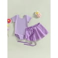 thumbnail image 3 of Hirigin 2-10T Toddler Baby Girl Ballet Leotards Short Sleeve Crewneck Solid Dance Outfit with Removable Shiny Skirt, 3 of 8