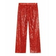 thumbnail image 6 of Lejafay Kids Girls Sparkly Sequins Dance Pants Elastic Waist Bottoms Trousers Hip Hop Jazz Disco Dancewear Red 6, 6 of 7