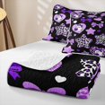thumbnail image 4 of Feelyou Boho Halloween Ghost Bed Spread Queen, Purple Bowknot Star Print Queen Coverlet Set, 3-Piece, 1 Comforter and 2 Pillowcases, 4 of 7