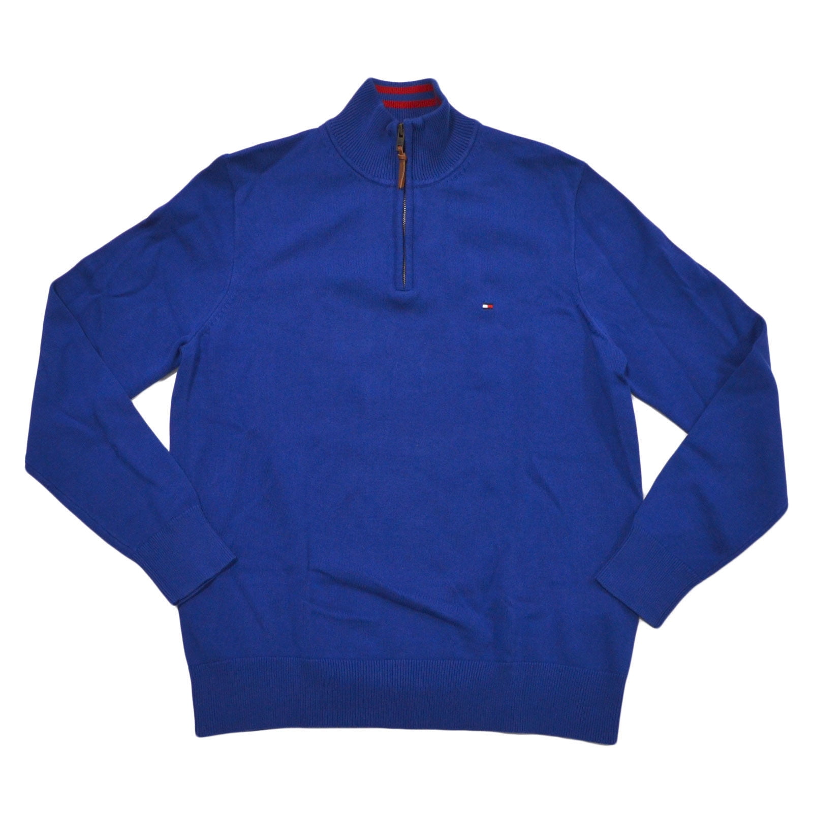 Tommy Hilfiger Mens Mock Neck 1/4 Zip Sweater (Limoges Blue, S ...