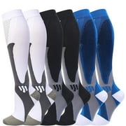 Double Couple 6 Pairs Compression Socks for Men Women 20-30mmhg Knee High Support for Sports Circulation