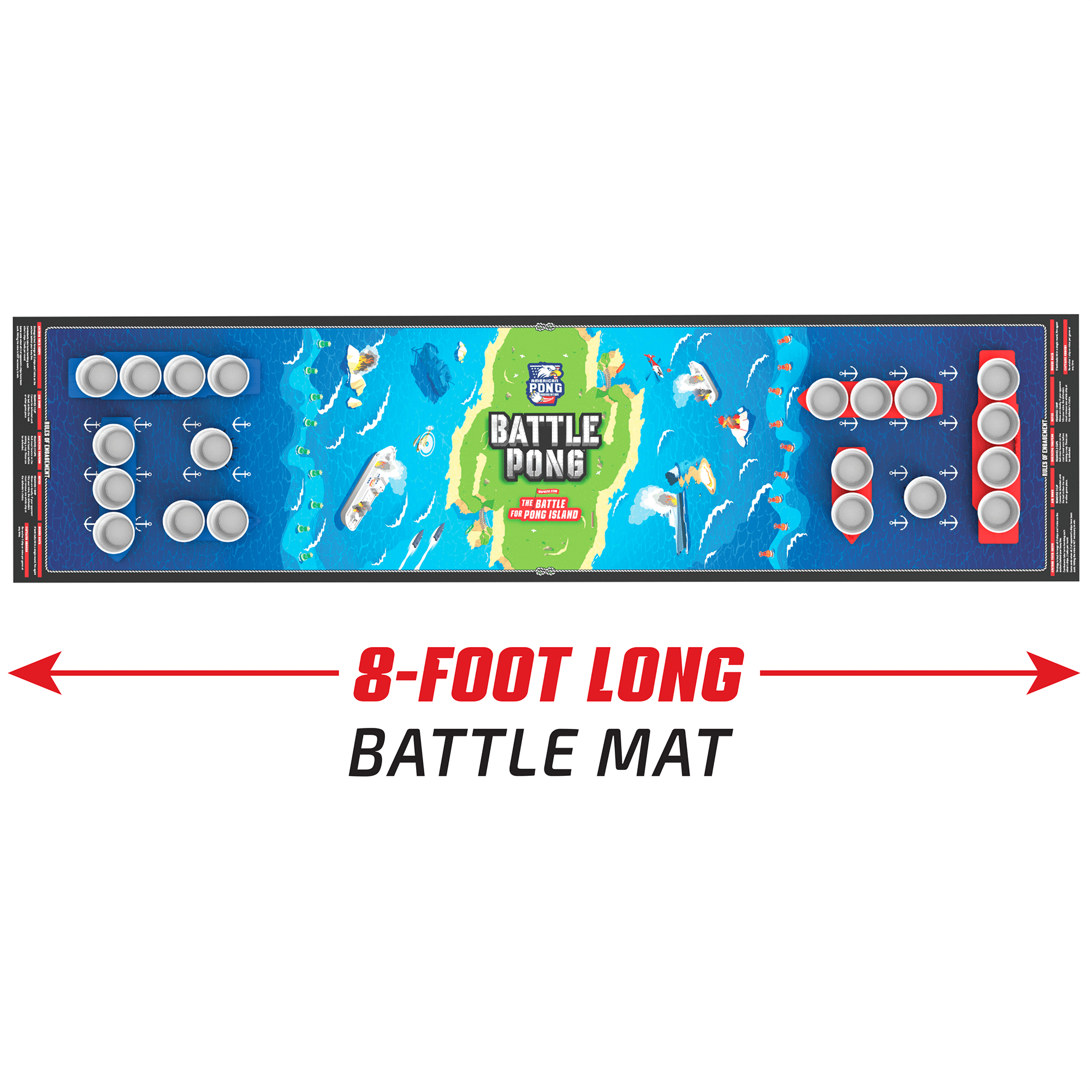 BattlePong USA Edition, Tabletop Pong Party Game, Including Game Mat, Cups, Balls and Ship Pieces, for All Ages, by MinnARK
