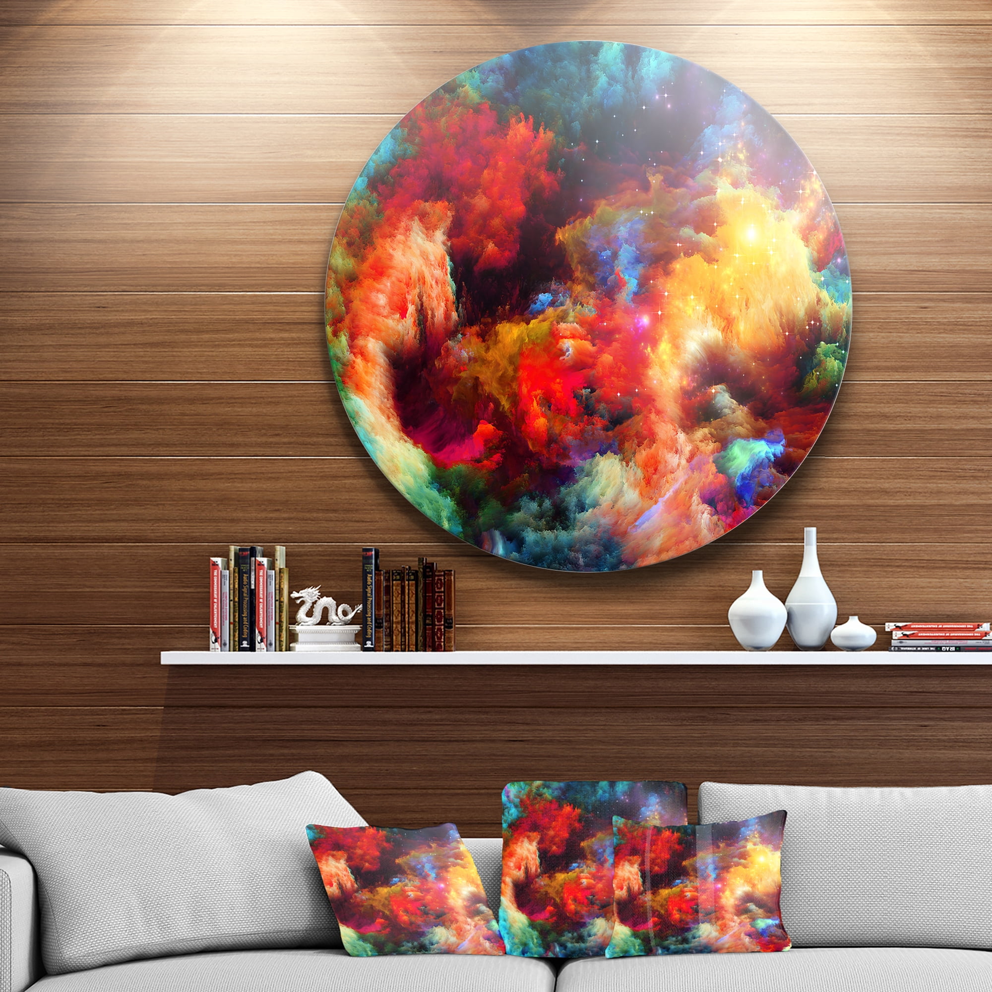 Fractal Paint Fusion Disc 23.00" x 23.00" Painting Art Prints, by Designart