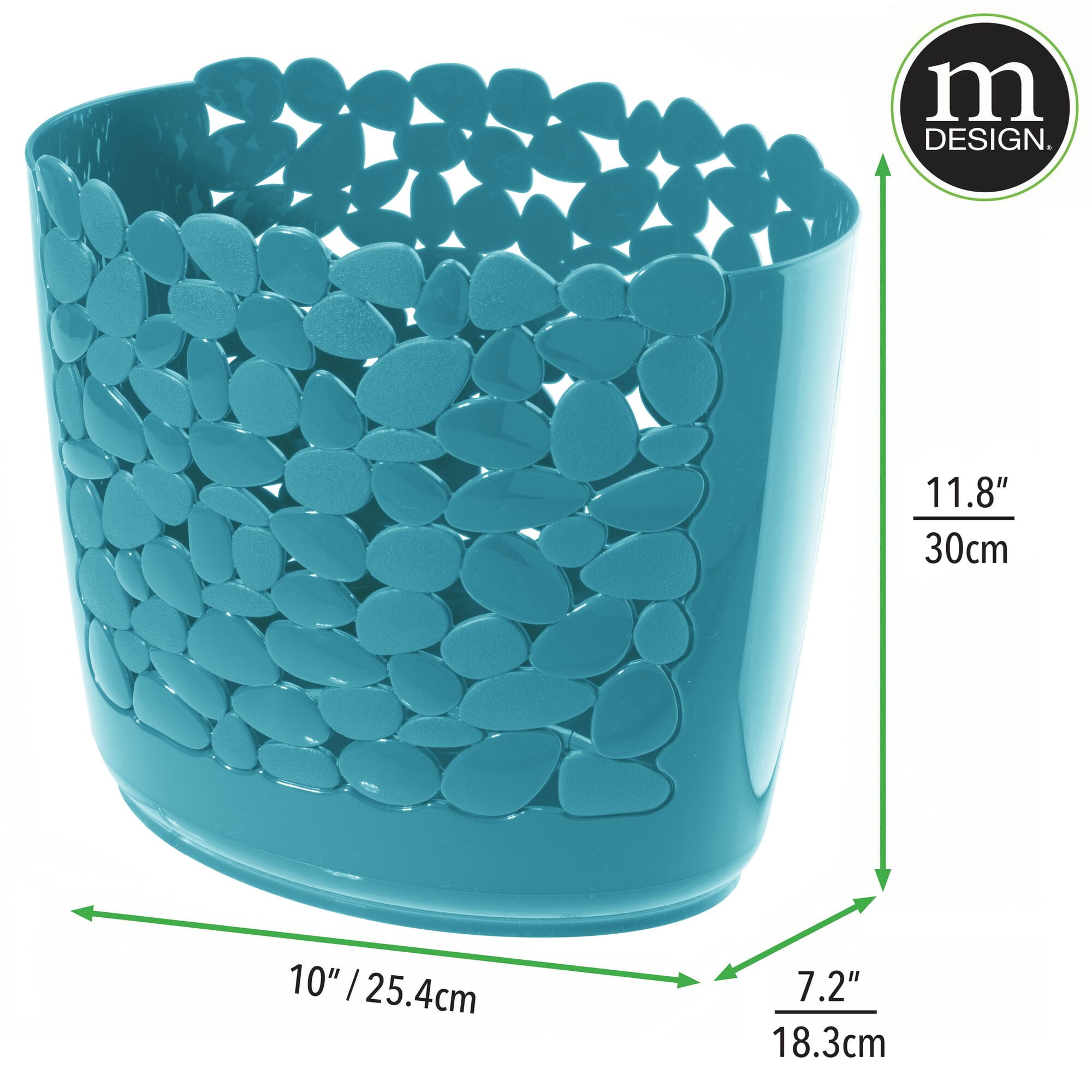mDesign Plastic Slim Oval Trash Can, Wastebasket, Garbage Container Bin,  Decorative Pebble Stones Design; for Bathroom, Bedroom, Home Office; For  Trash, Recycling - Navy Blue - Walmart.com