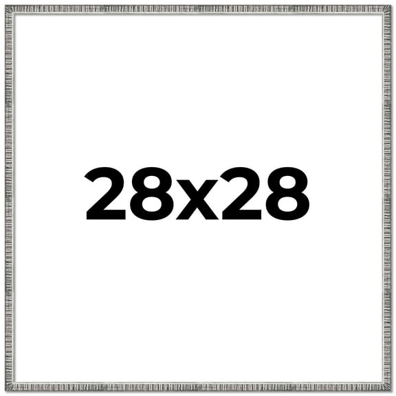 28x28 Frame Silver Grey Distressed Solid Wood Picture Frame | 0.75 Inch Moulding Width | Interior