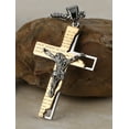thumbnail image 5 of HZMAN Men's Stainless Steel Cross Crucifix Bible Prayer Pendant Necklace 22+2" Chain, 5 of 8