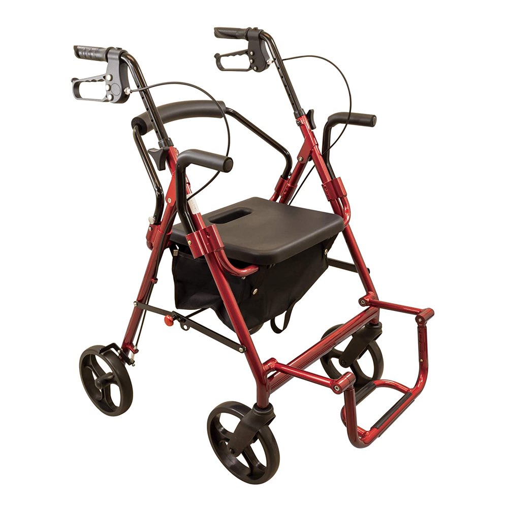 Carex Transport Chair Rollator Walker, Dual Function Walker For Seniors