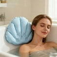 thumbnail image 7 of FEOLGEHLY 2 Pieces Bath Pillows for Tub, Inflatable Bath Pillow with Suction Cups, Terry Cloth Covered Shell Shape Bathtub Spa Pillow Comfortable Soft Cushion, Neck Support for Home Spa, Blue, 7 of 7