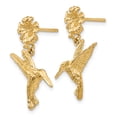 thumbnail image 2 of Real 14kt Yellow Gold Hummingbird Dangles from Flower Post Earrings; for Adults and Teens; for Women and Men, 2 of 3