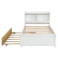thumbnail image 4 of ARCTICSCORPION Twin Size Platform Bed with Trundle and Bookcase Headboard Wood Platform Bed with Storage and Solid Wood Slats Support for Kids Teens Adults,No Box Spring Needed,White, 4 of 6