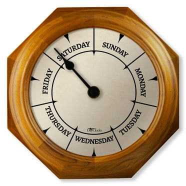 DayClocks Classic Day-of-the-Week Wall Clock with 10" Oak Wood Frame