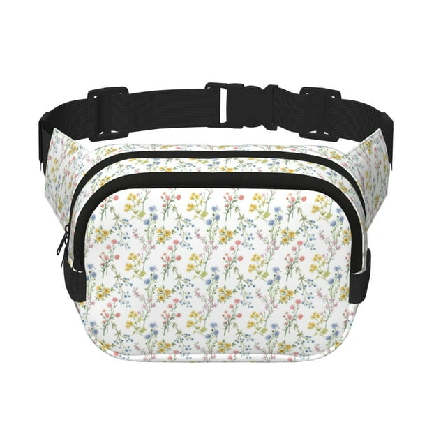 Balery Floral Mochila Cinturón para Mujeres y Hombres, Bolsa de Cintura Impermeable de Doble Capa con Correa