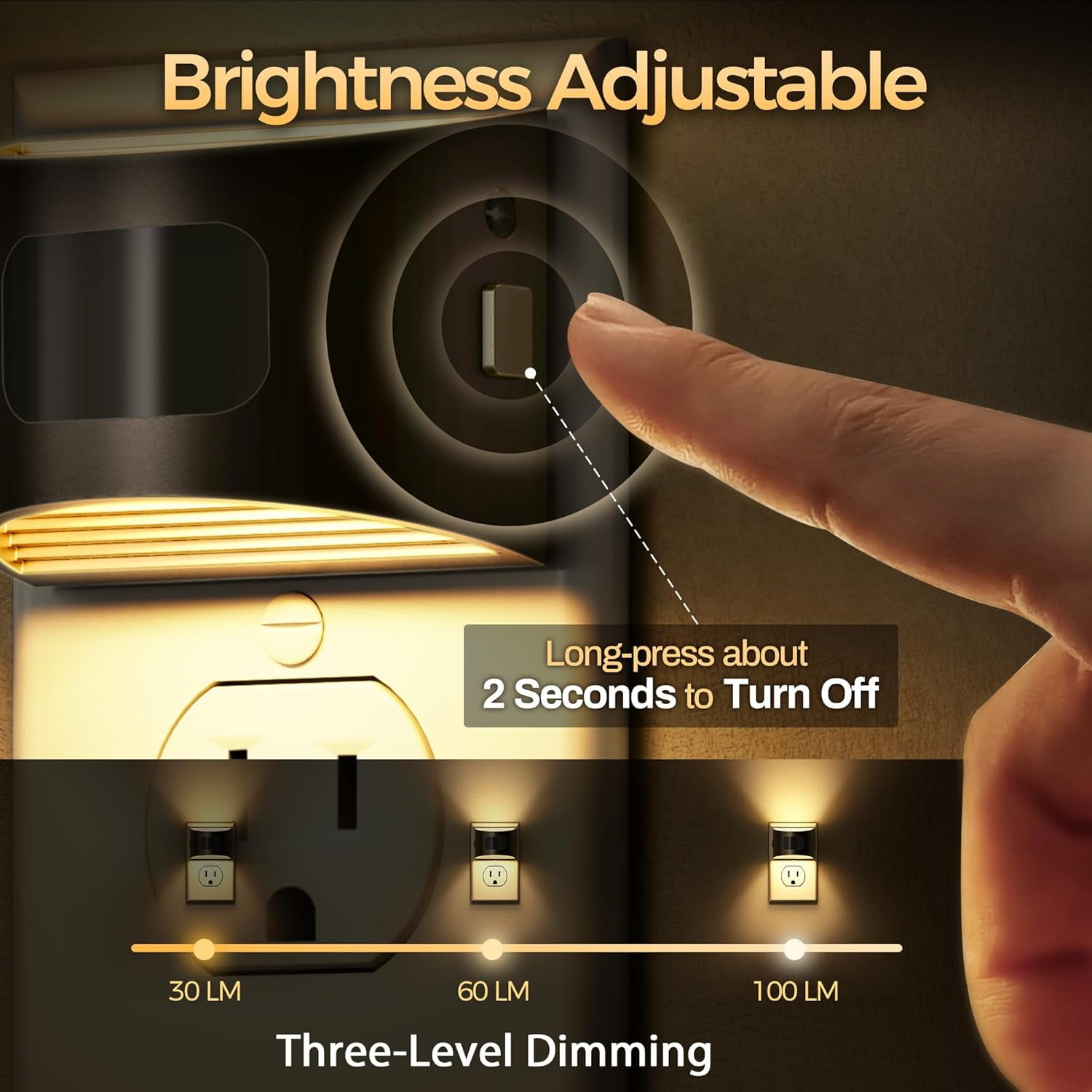 LED Night Light[2 Pack], Night Lights Plug into Wall, 3 Mode Plug in Night Light with Motion Sensor, Dusk to Dawn Sensor, Nightlights for Adults, Bedroom, Bathroom, Hallway