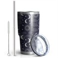thumbnail image 2 of 30oz Dark Blue Sun Moon Cloud Pattern Tumblers Stainless Steel Tumbler with Lid and Straw,Vacuum Insulated Double Wall Travel Tumbler Cups Mug with Cleaning Brush for Coffee,Tea, 2 of 7
