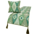 thumbnail image 1 of King / Queen / Twin Green Designer CA King 86"x18" Bed Runner WITH Pillow Cover, Aztec, Jute Embroidery, Quilted, Tassels, Jute, Moroccan & Tribal Bed Scarf Cotton fabric - Chantico, 1 of 5