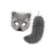 thumbnail image 1 of Máscara y cola de Therian, máscara de gato para cosplay para mujeres y niñas, máscara de media cara para fiesta Gris oscuro, 1 of 8