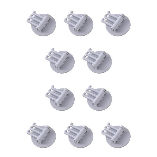 Bearachild Gancho adhesivo de tres ramas Gran capacidad de carga Ganchos de barra Estante colgante Soporte para llaves de baño Estantes de Gris 10piezas