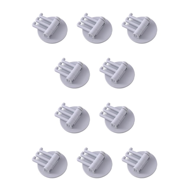 Bearachild Gancho adhesivo de tres ramas Gran capacidad de carga Ganchos de barra Estante colgante Soporte para llaves de baño Estantes de Gris 10piezas