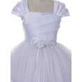 thumbnail image 2 of Big Girls' Pleating Satin Layered Tulle Princess Communion Flowers Girls Dresses White 16 (M3B0K4), 2 of 3