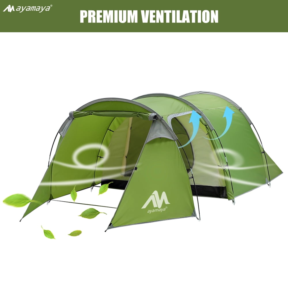 Ayamaya Camping Tents for 3 Person, Waterproof Light Motorcycle Tent 2 Room Design with Detachable Bedroom & Vestibule (167L�79W�51H inch)